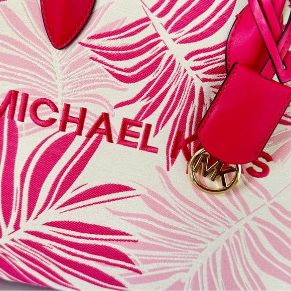 Michael Kors Medium Satchel Shoulder Tote Bag Palm Electric Pink Multi - Picture 12 of 13